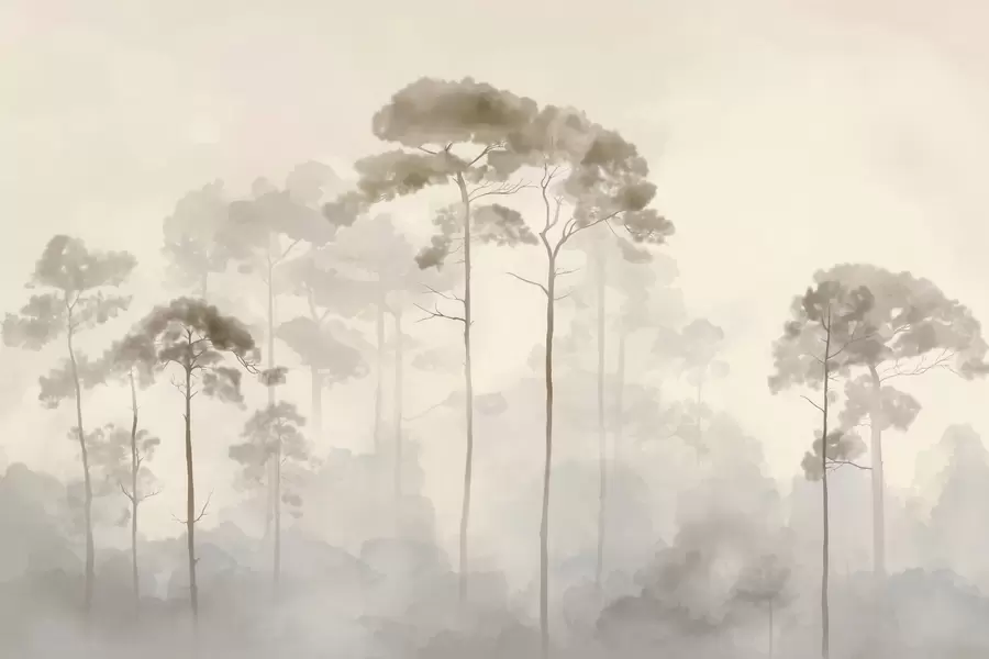 Fototapeta jasne sylwetki sosen w stylu akwareli w04634