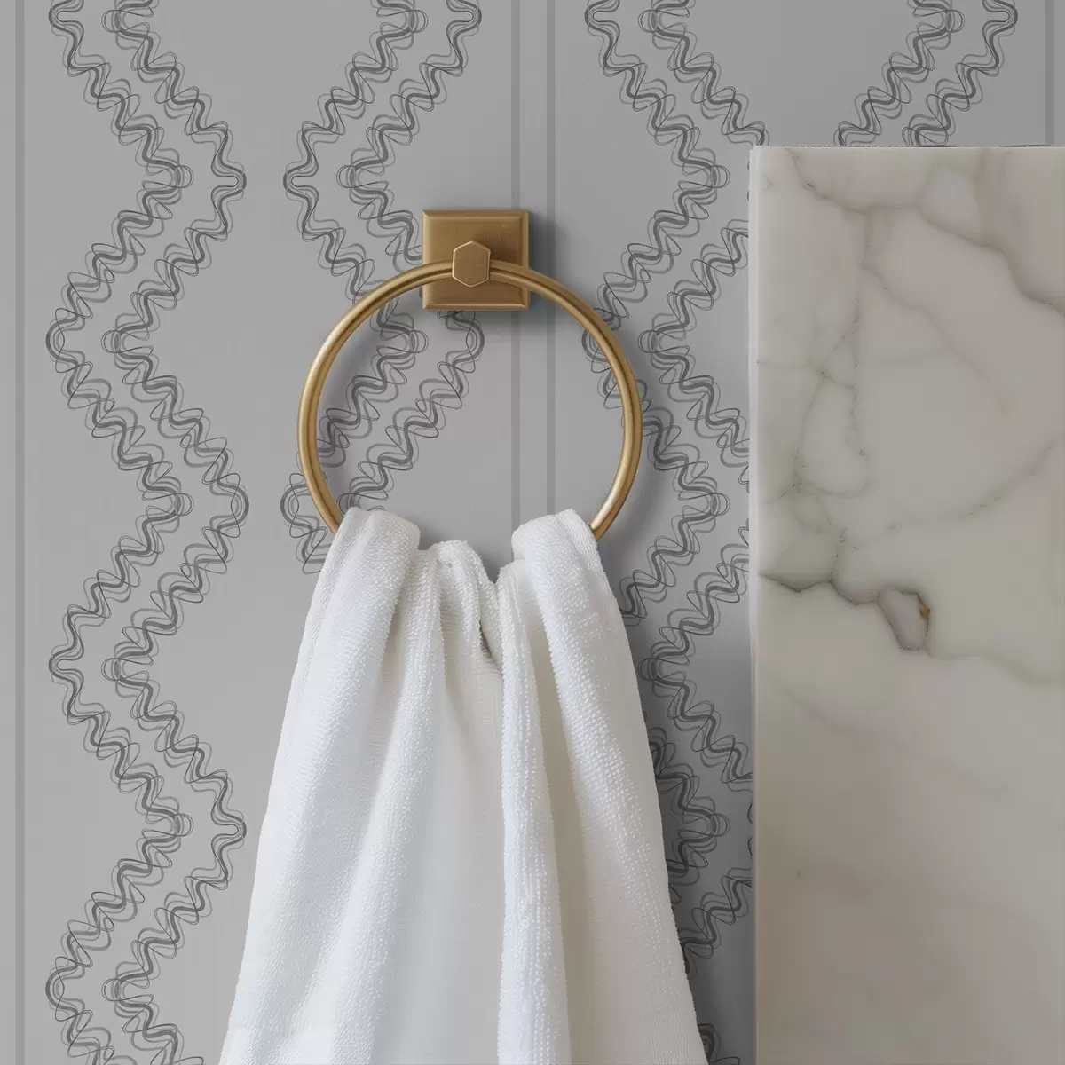 Tapeta Koronkowa linia zygzaków, neutralna szarość a00689v2