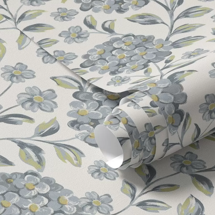 Fototapeta Kwitnące krzewy i liście w szaro-niebieskiej palecie barw a00778