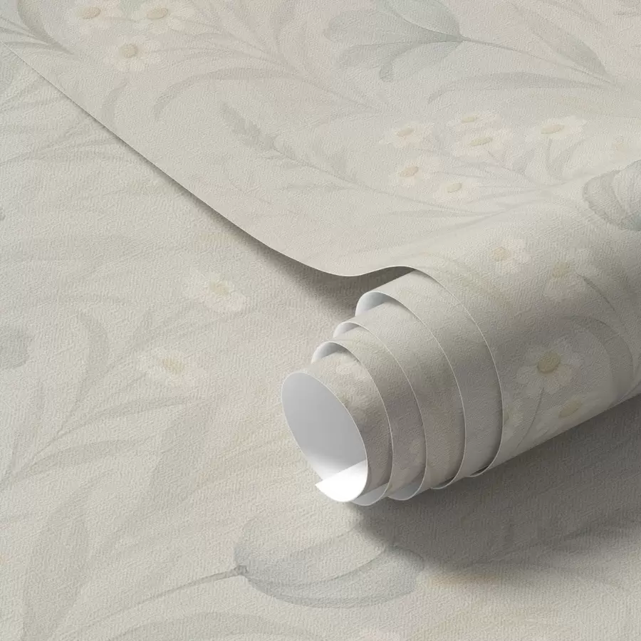 Fototapeta Delikatna łąka z tulipanami i stokrotkami, pastelowa szałwia a00779