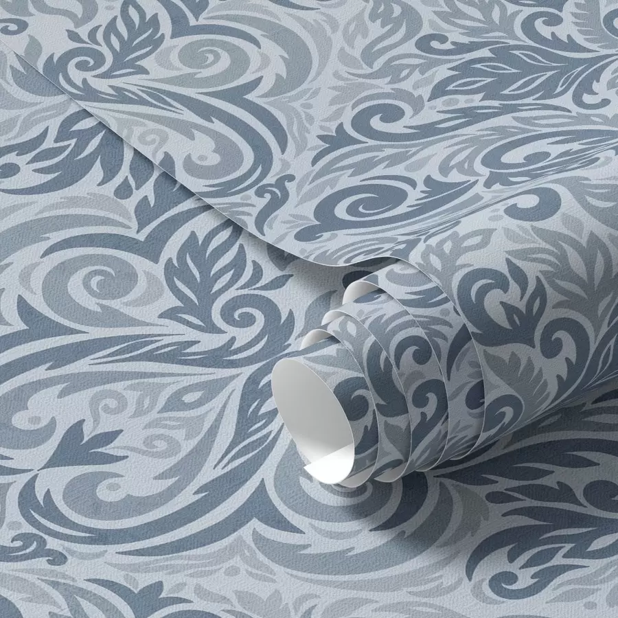 Fototapeta Klasyczny adamaszek, ciemnoniebieski na jasnoniebieskim tle a00826