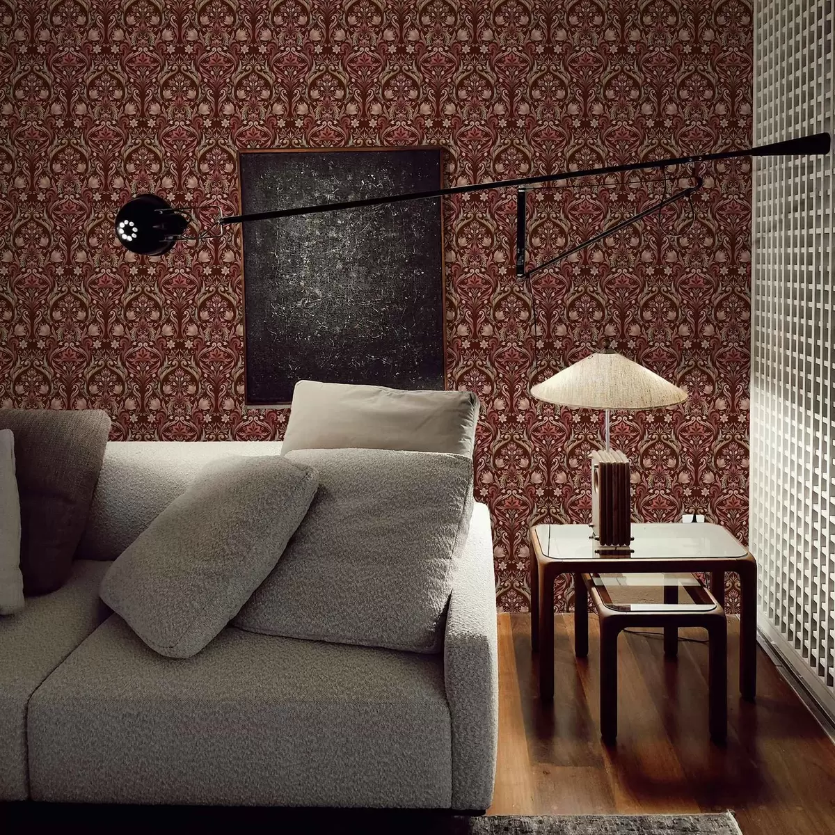 Fototapeta Ozdoba w kształcie tulipana, bogate bordowe tło a00827v2