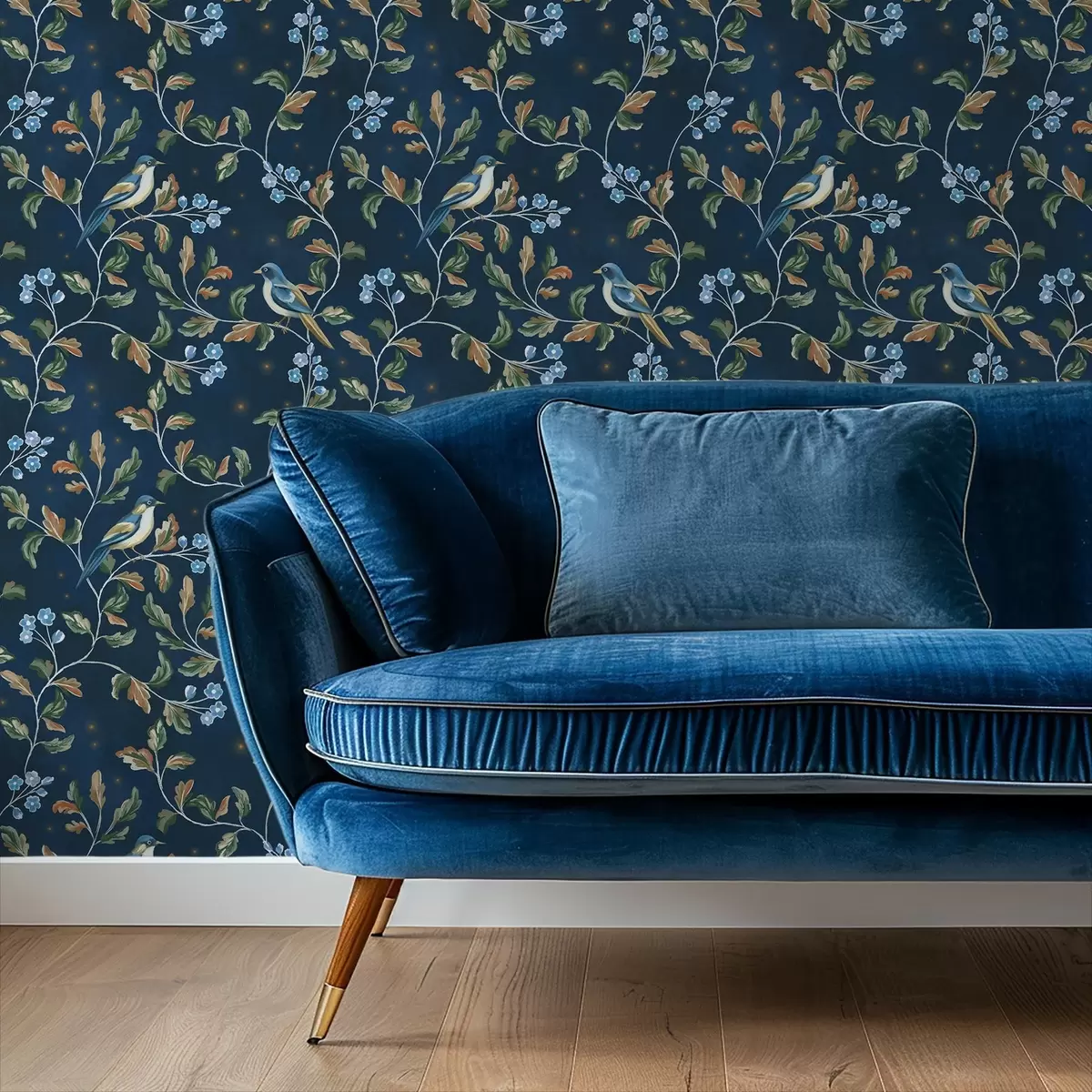 Fototapeta Cycki na gałęziach, nocne niebieskie tło z iskrami a00858