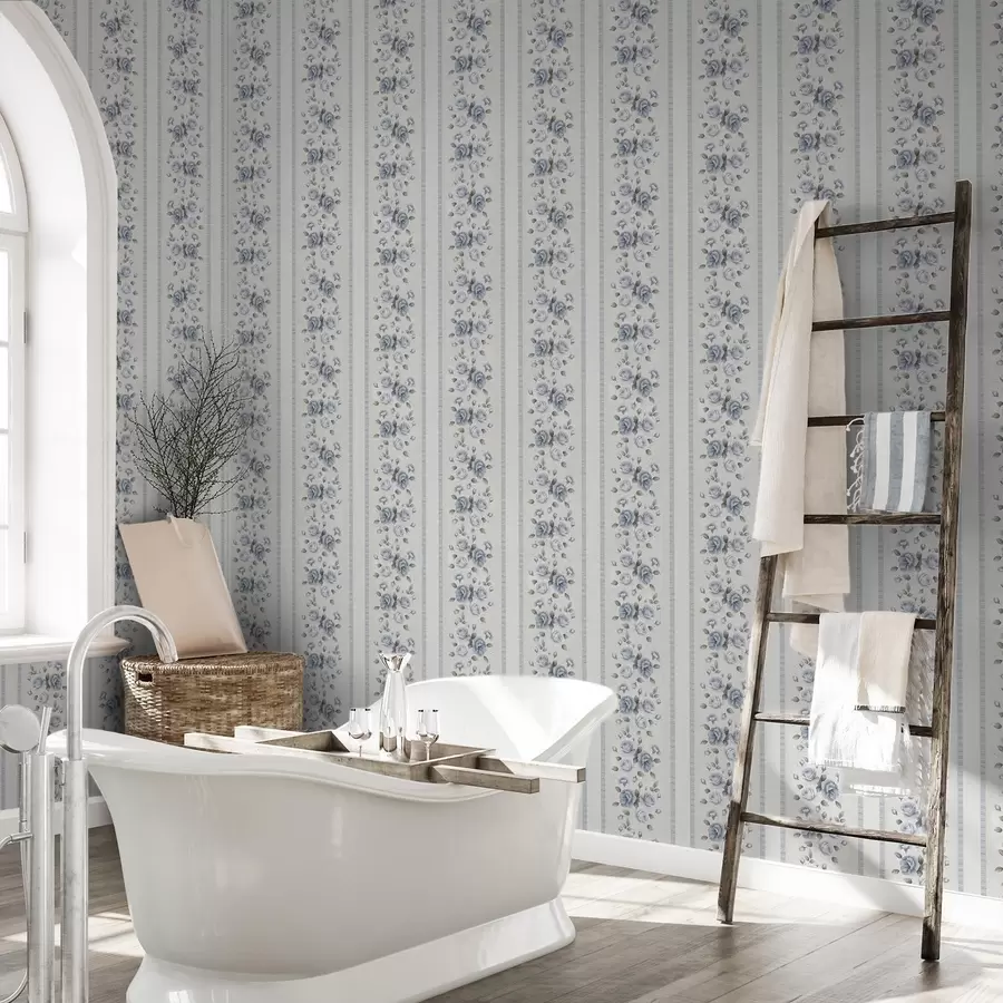 Fototapeta Niebieskie róże w pionowych paskach na jasnym tle a00860