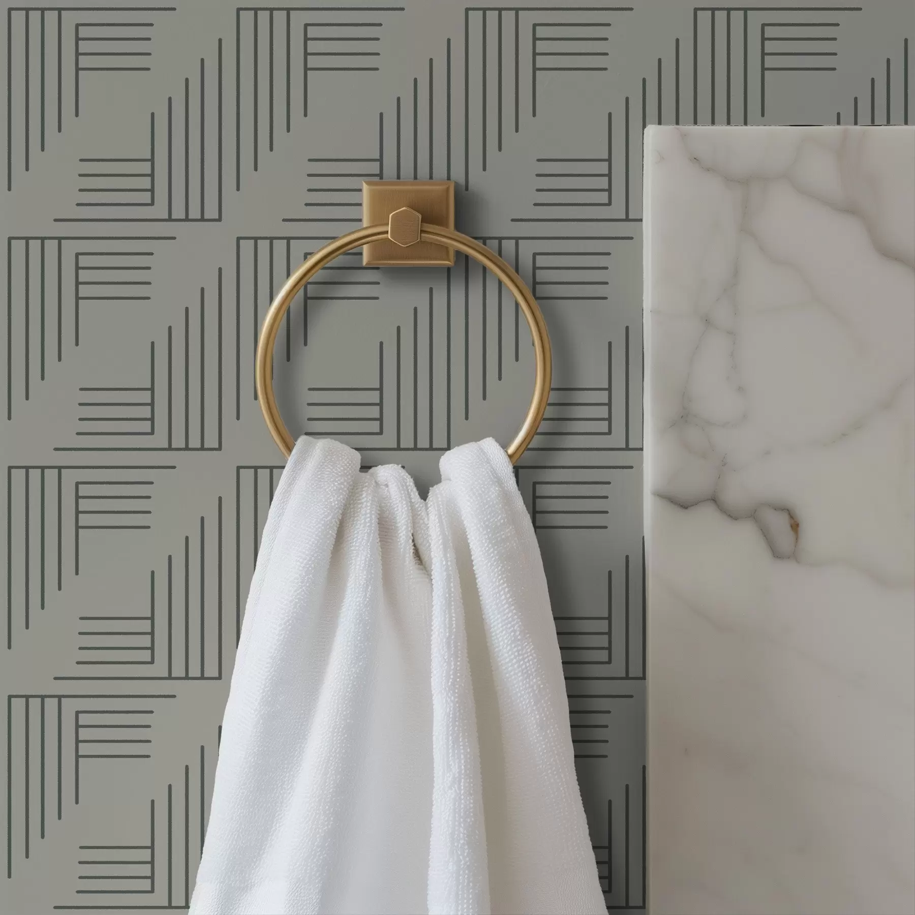 Fototapeta Liniowe narożniki tworzące kwadraty w kolorze ciepłej szarości a00907