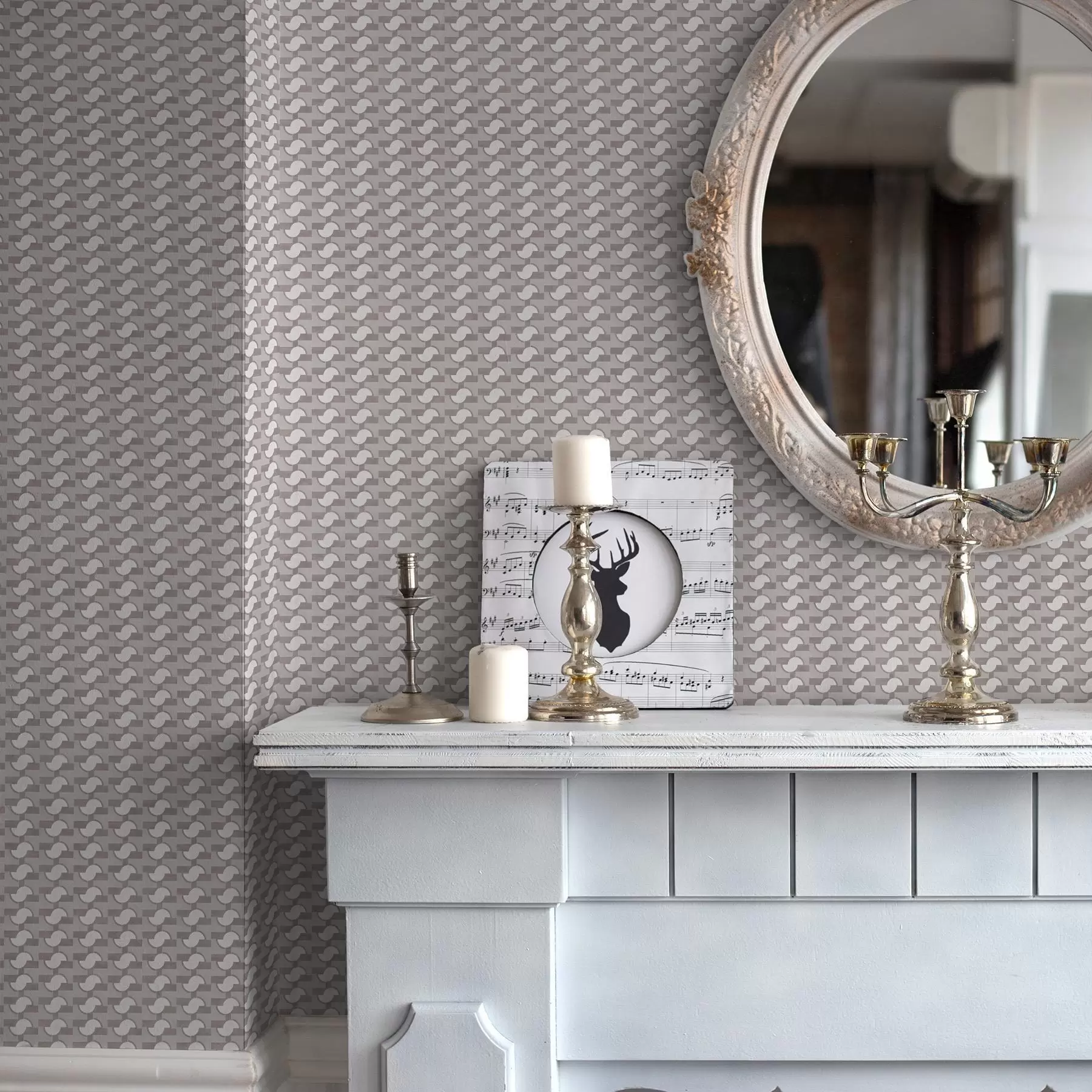 Fototapeta Modułowe płytki w kolorze fioletowym z połączonymi półokręgami a00915