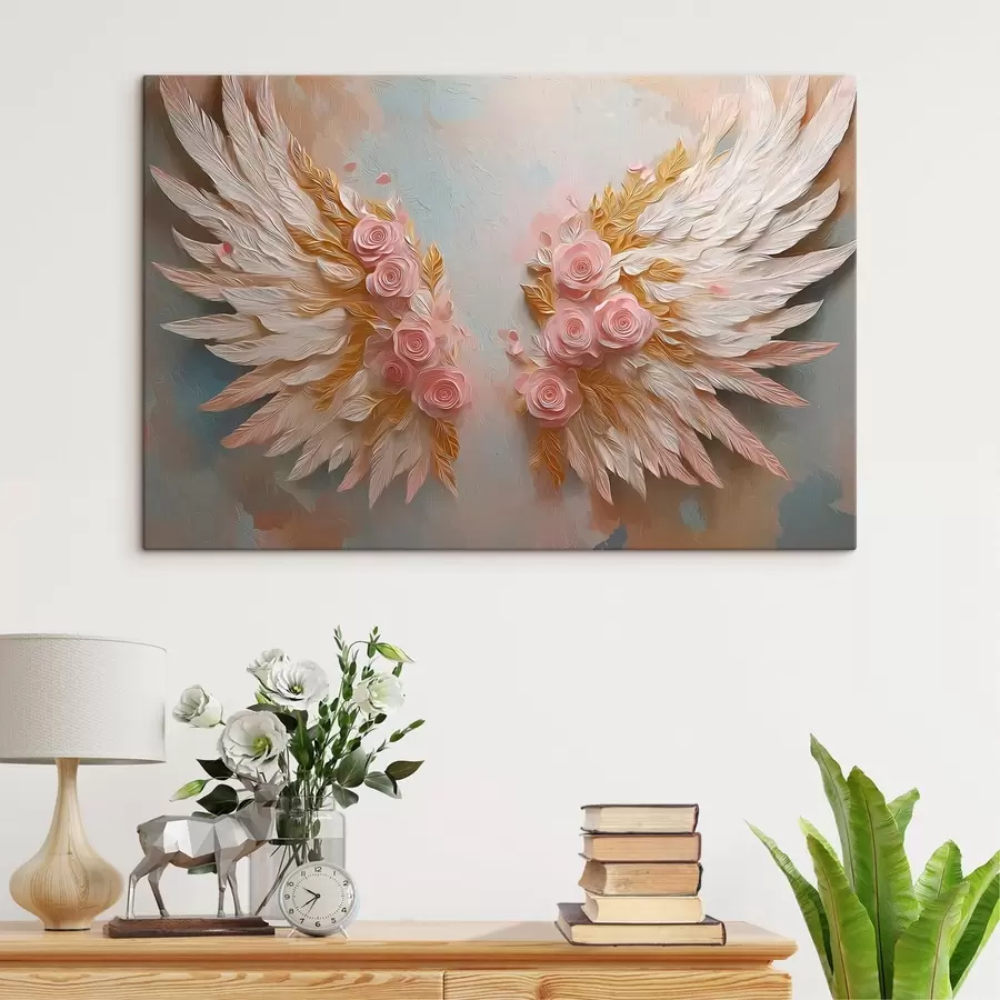 Obraz Skrzydła w kolorach żółtym i różowym s46551