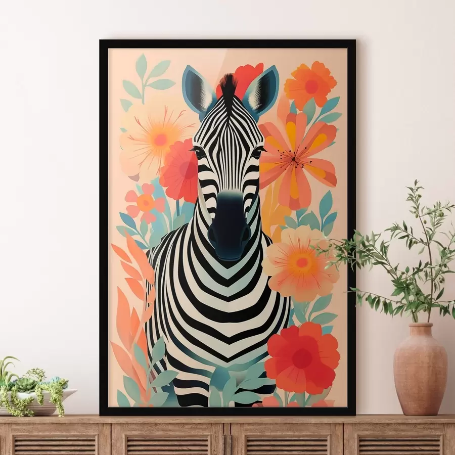 Fototapeta Zebra wśród kwiatów f46457