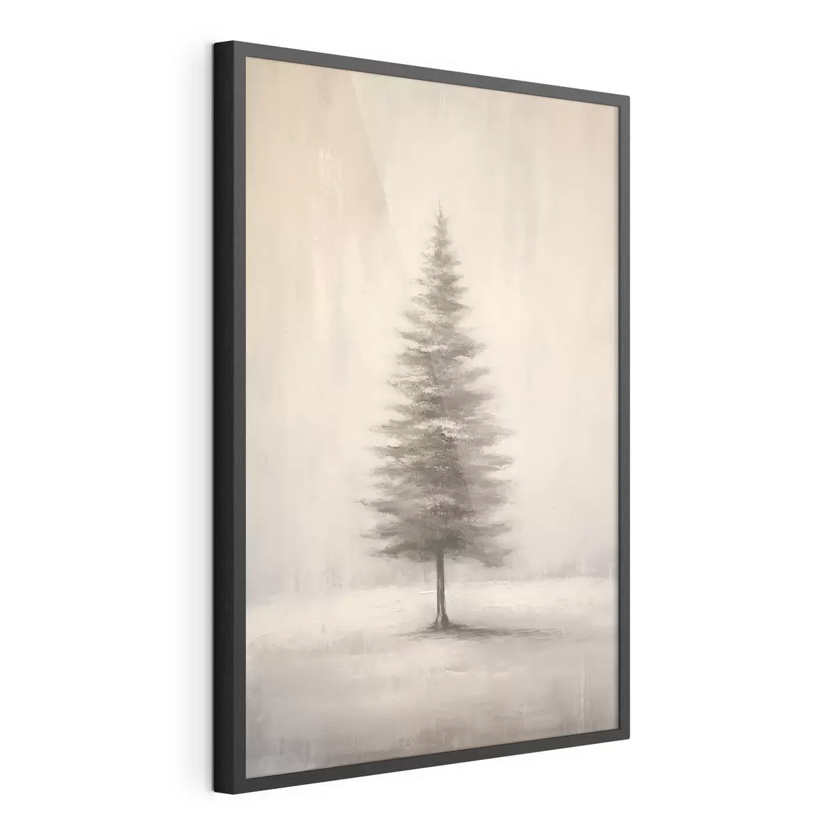 Plakat Monochromatyczna jodła. Minimalistyczny zimowy krajobraz f46465