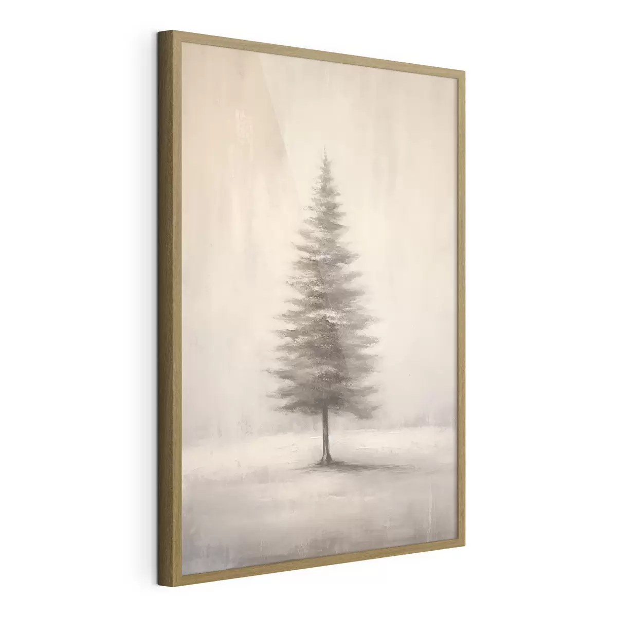 Plakat Monochromatyczna jodła. Minimalistyczny zimowy krajobraz f46465