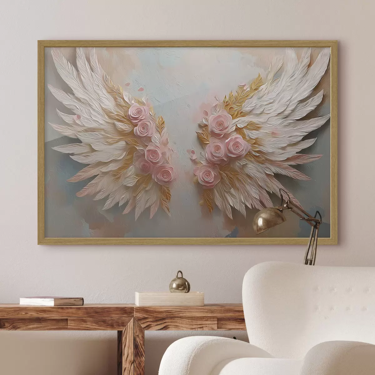 Plakat Skrzydła w kolorach żółtym i różowym f46551