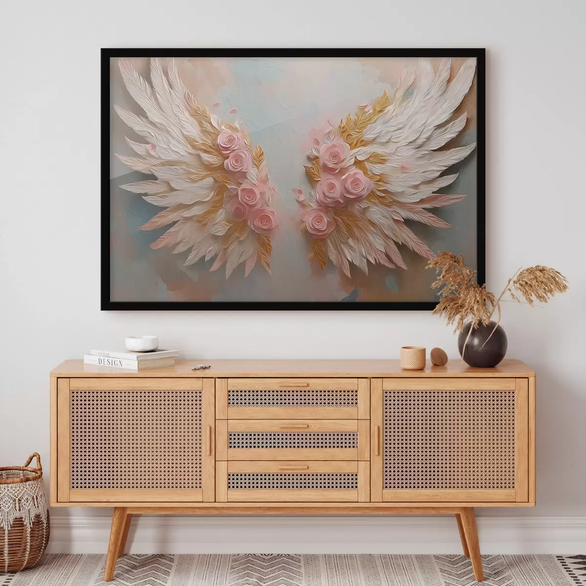 Plakat Skrzydła w kolorach żółtym i różowym f46551