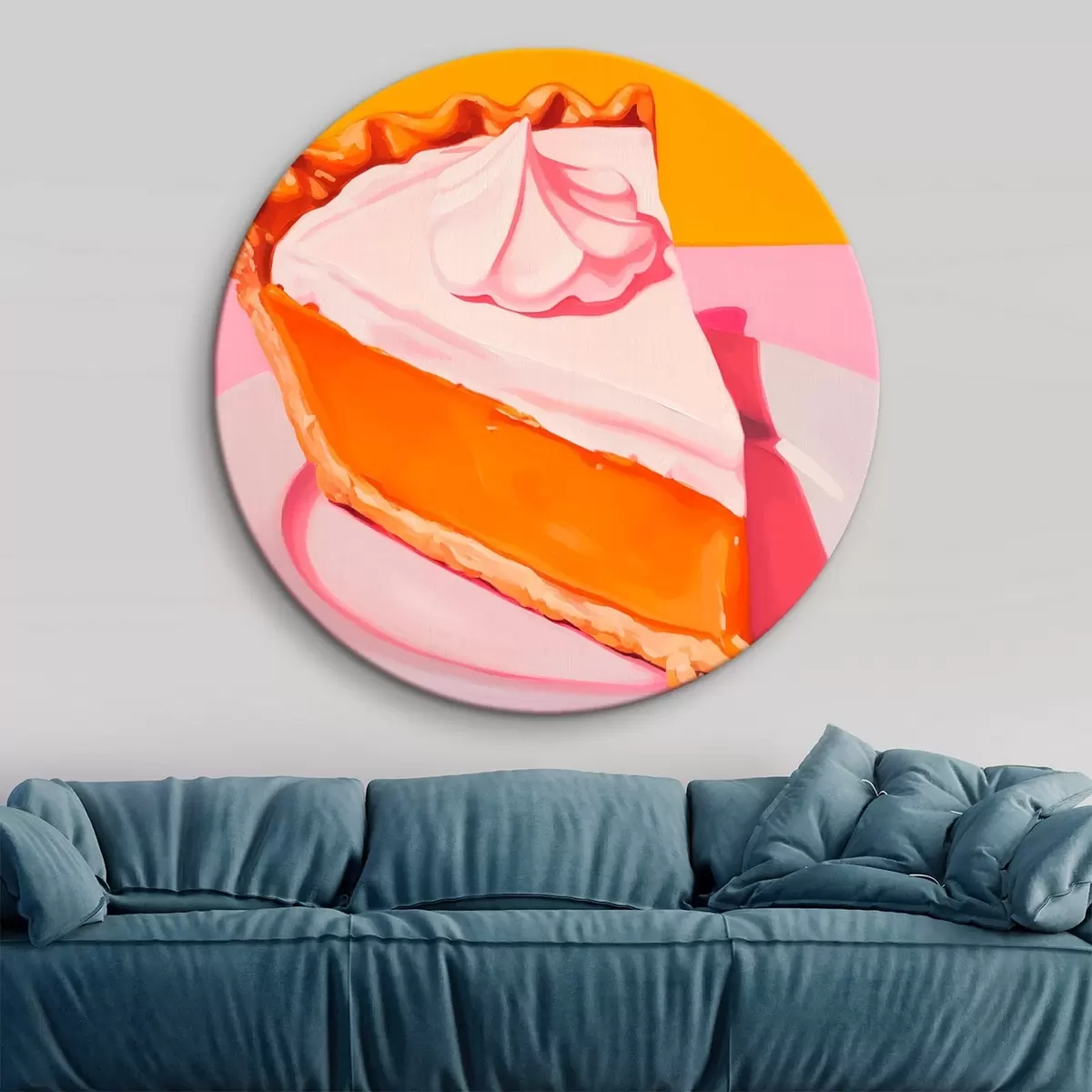 Okrągłe obrazy Kawałek ciasta dyniowego. Ilustracja w stylu pop art. r46462