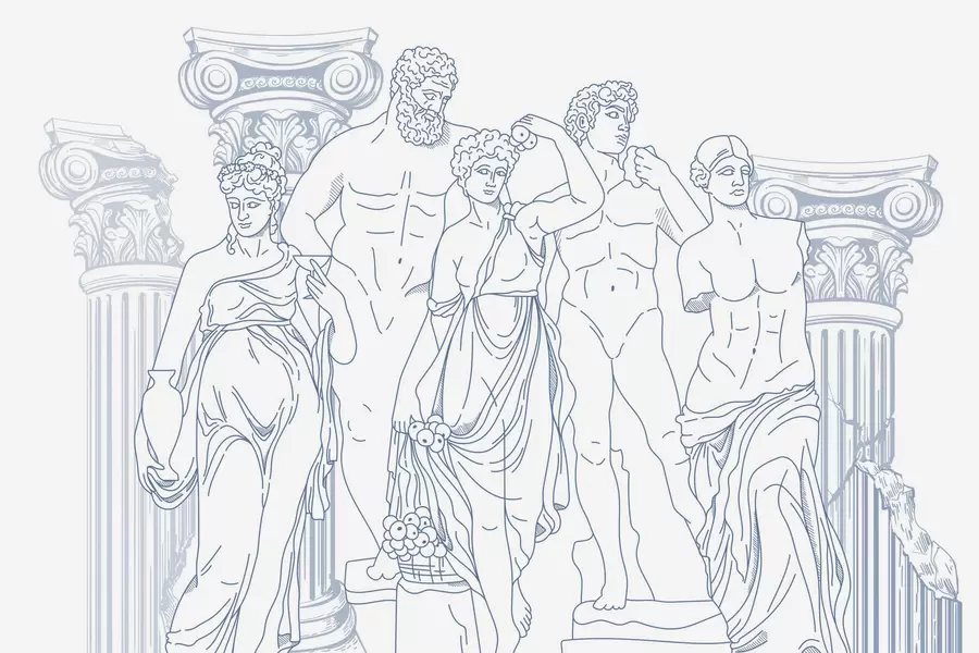 Fototapeta Starożytni ludzie i kolumny w04865