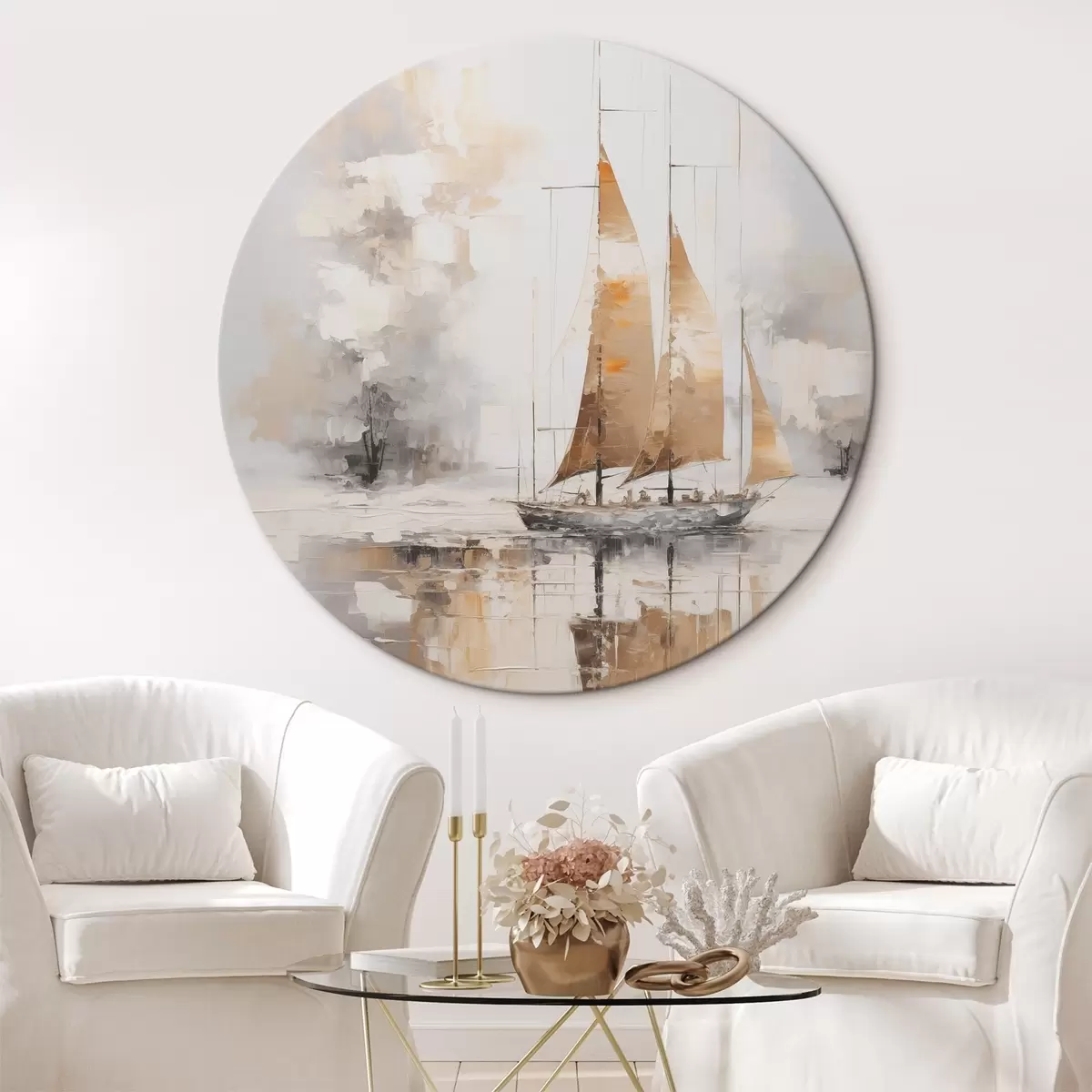 Okrągłe obrazy Obraz przedstawiający żaglówkę r46565