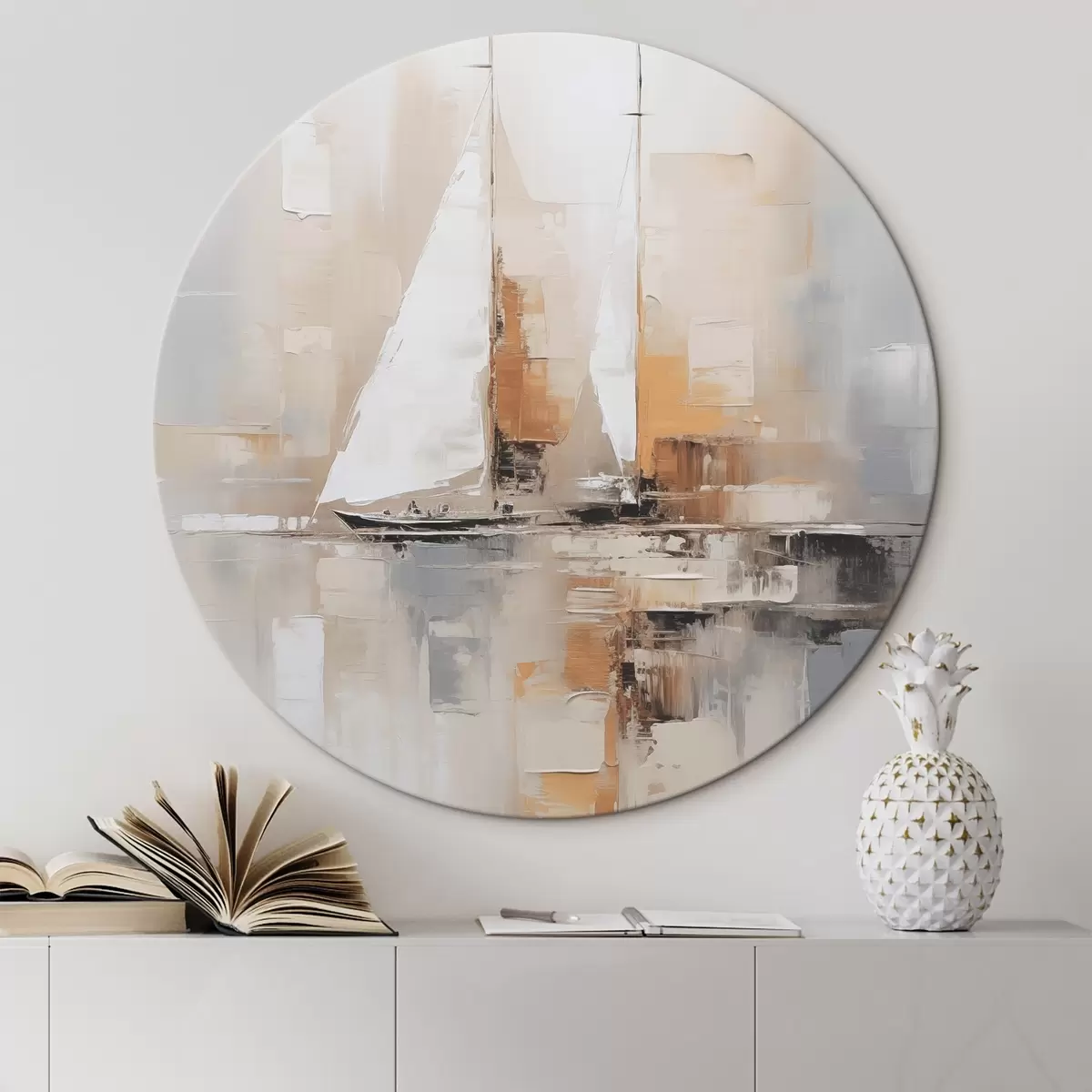 Okrągłe obrazy Abstrakcja żaglówki r46566
