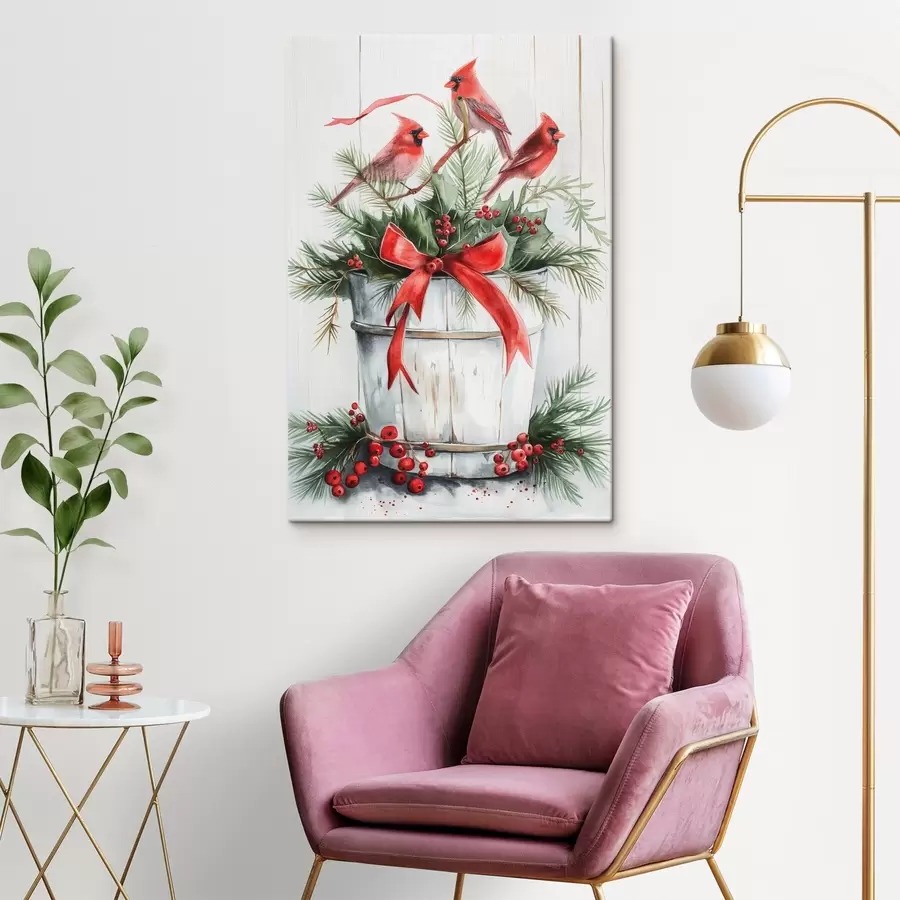 Obraz Ptaki na świątecznym garnku s46607