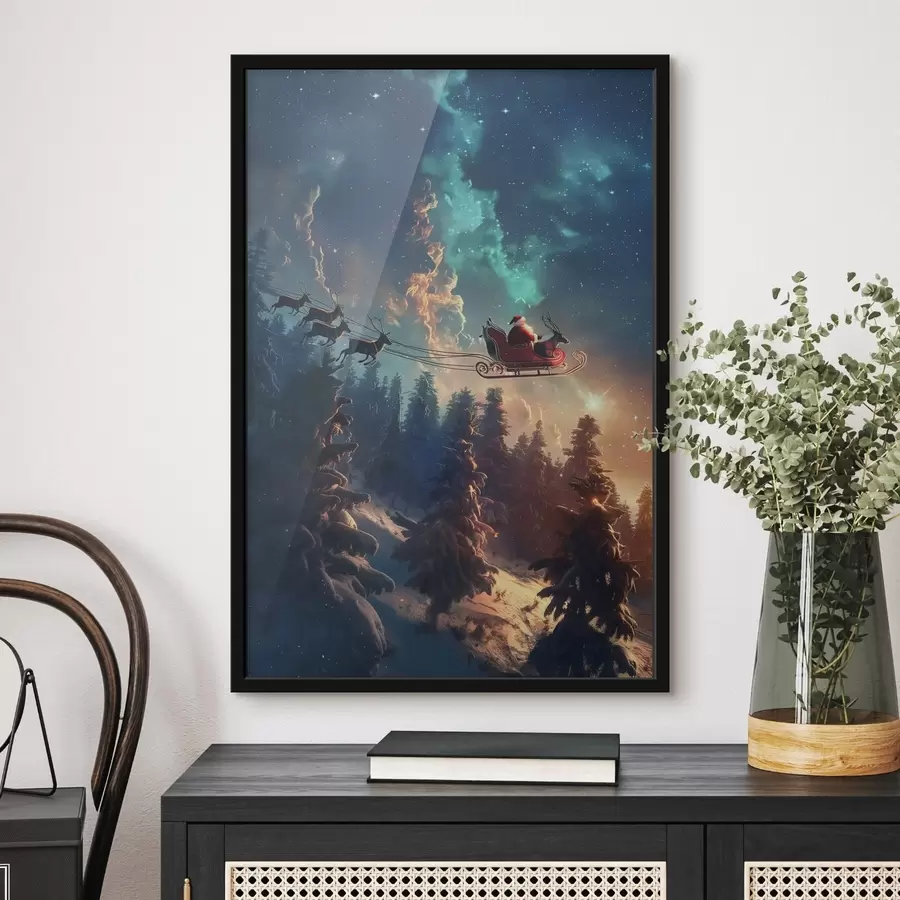 Fototapeta Święty Mikołaj na reniferze f46602