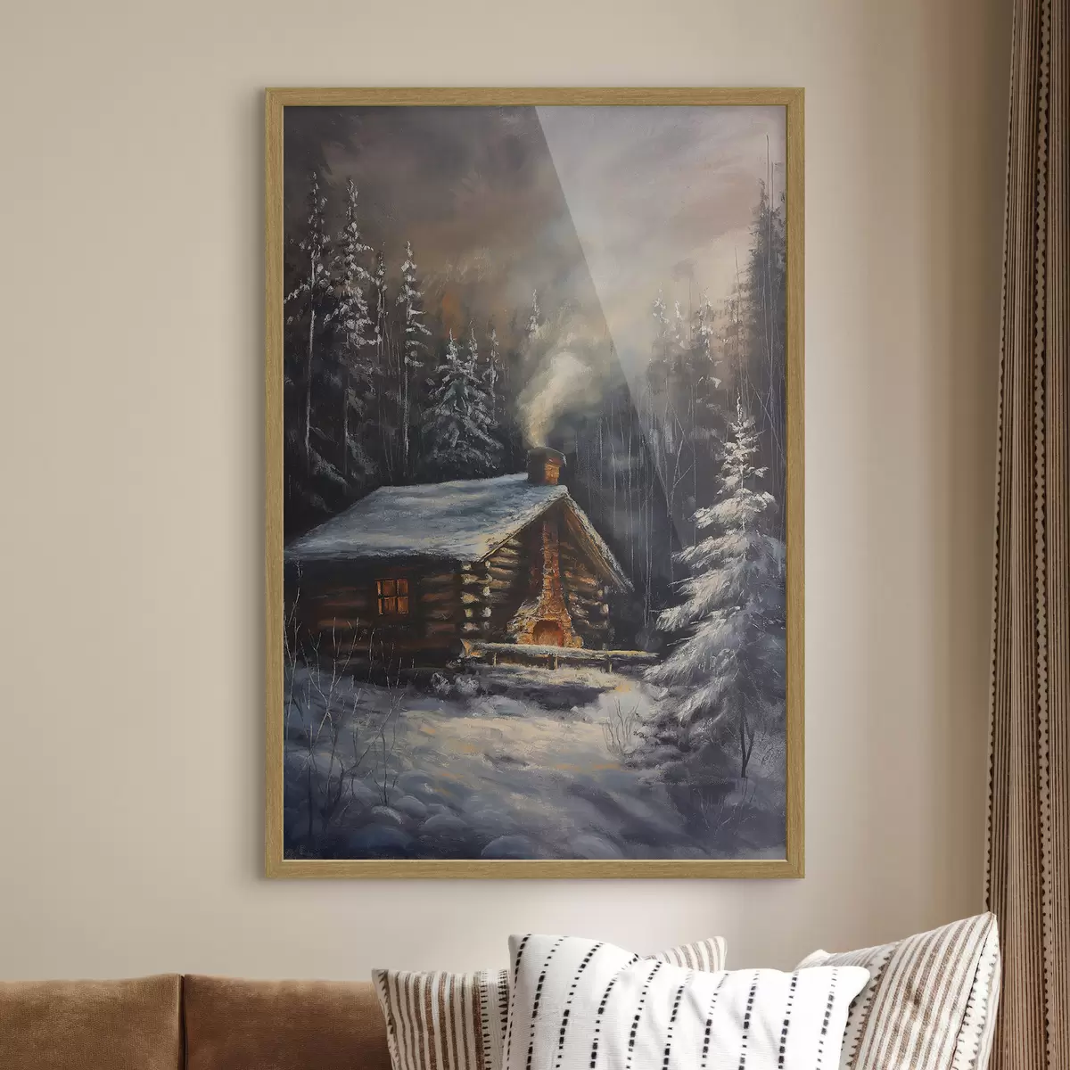 Plakat Domek w zimowym lesie f46606
