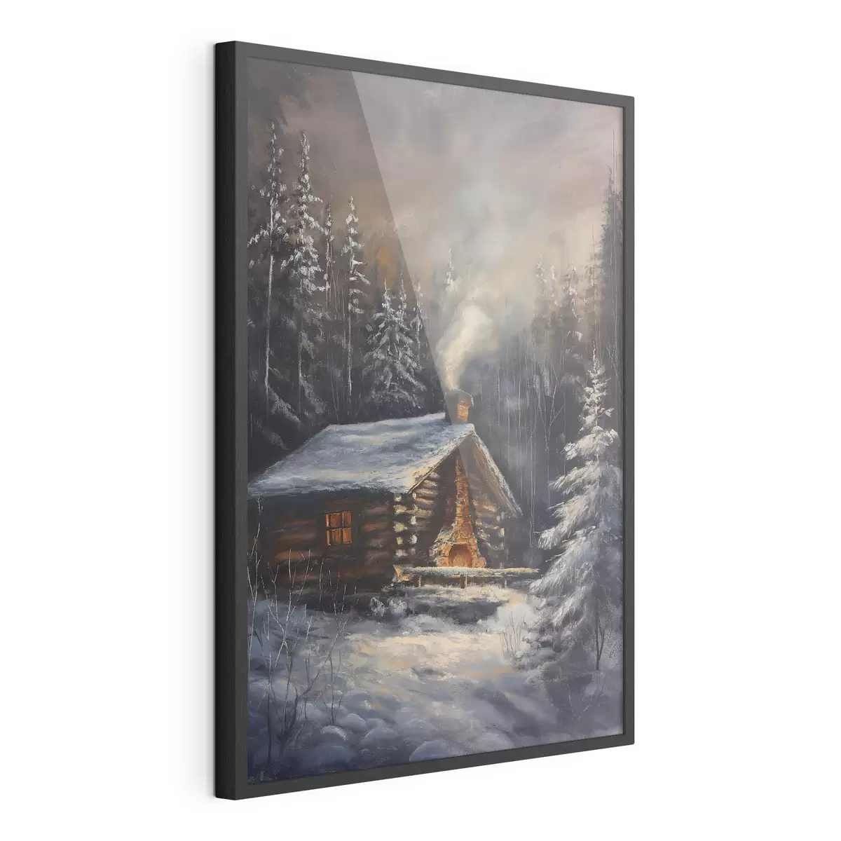 Plakat Domek w zimowym lesie f46606
