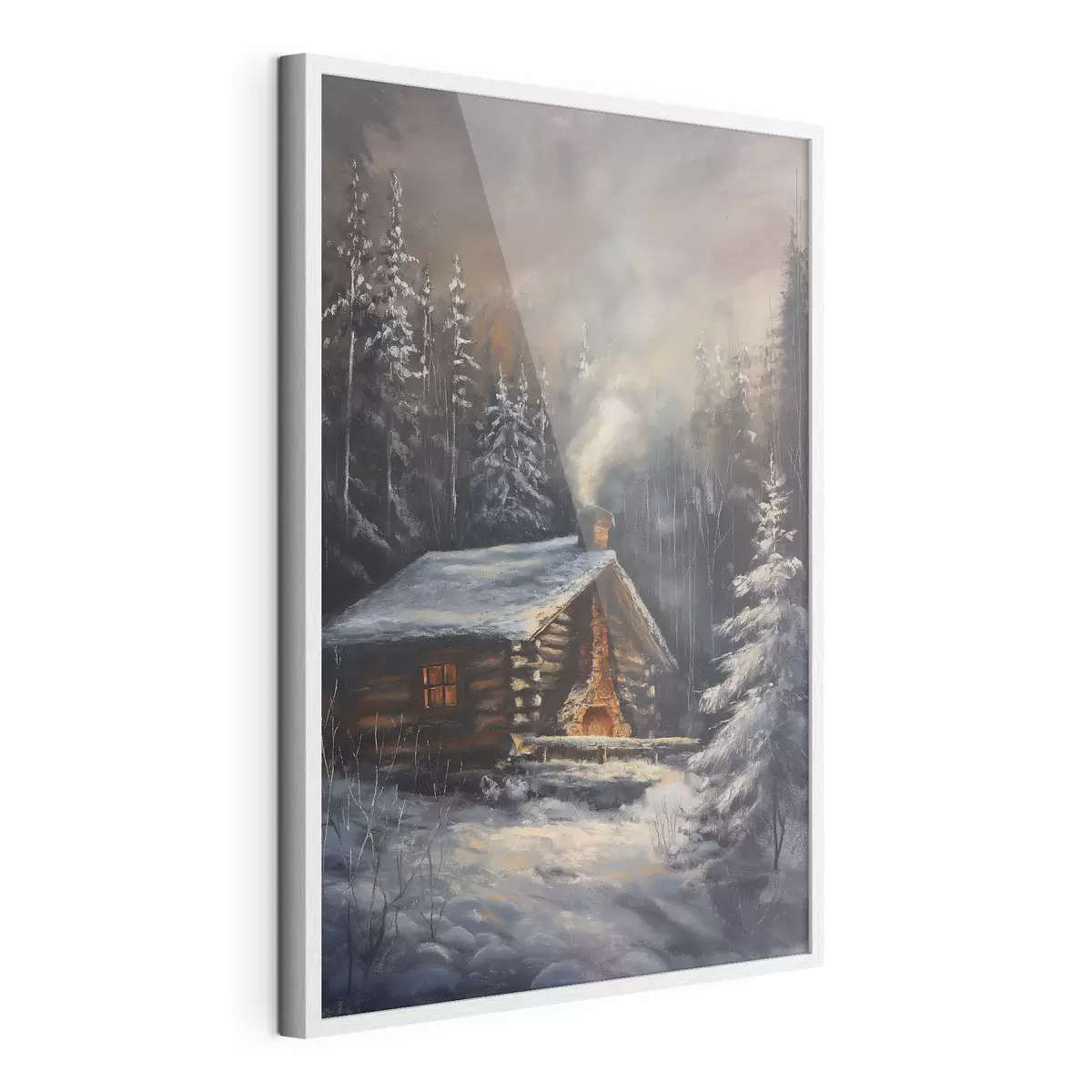 Plakat Domek w zimowym lesie f46606