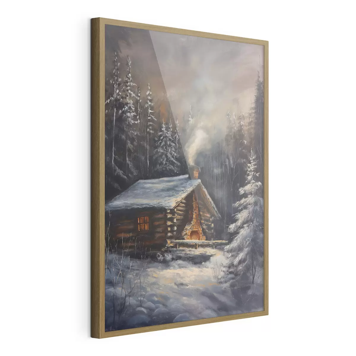 Plakat Domek w zimowym lesie f46606