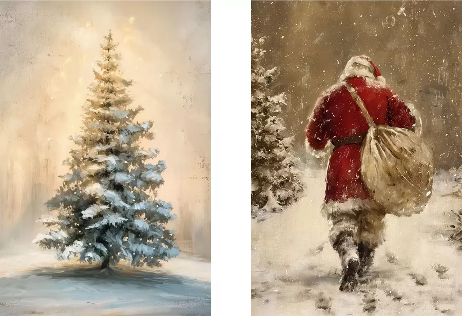 Obraz Święty Mikołaj i choinka m00956