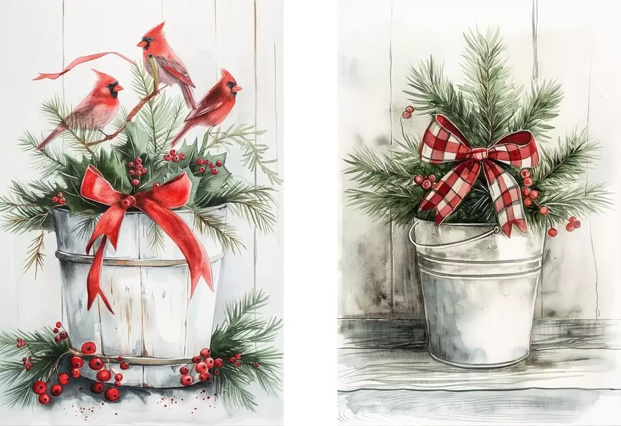 Obraz Świąteczne doniczki m00959