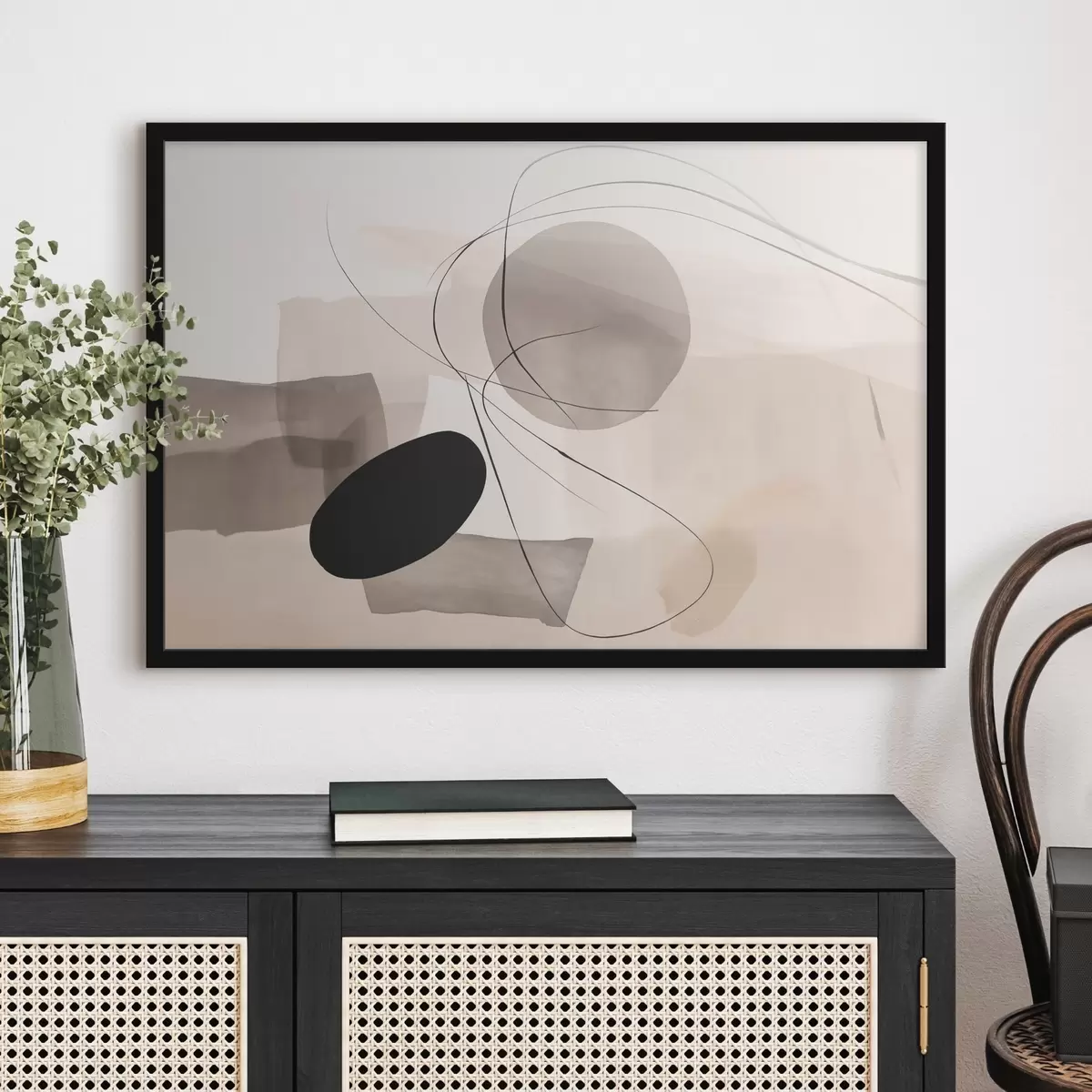 Plakat Abstrakcyjne kształty z liniami f46455