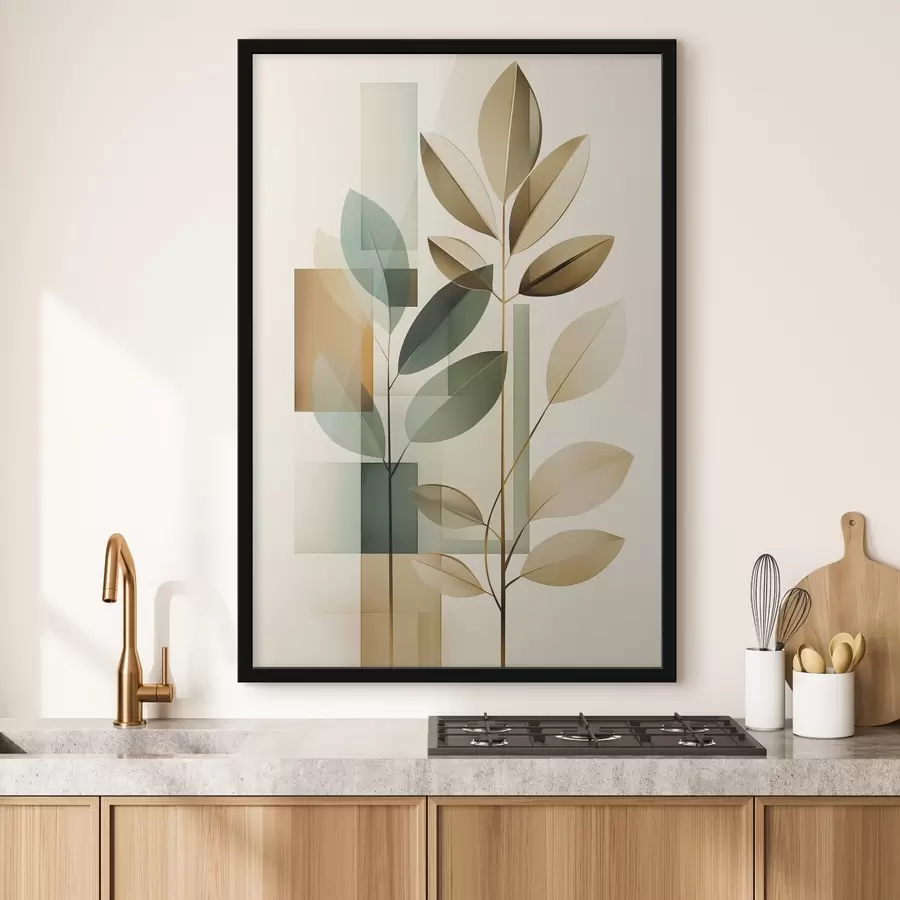 Fototapeta Geometryczna abstrakcja z liśćmi f46581