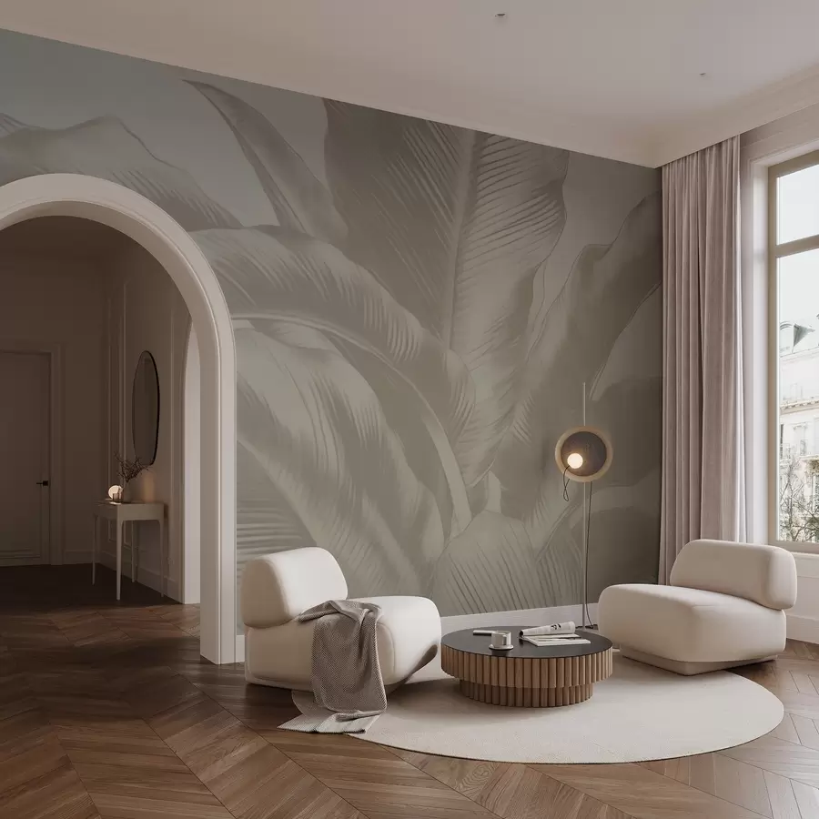 Fototapeta Długie liście, liście bananowca z efektem postarzenia w04827v4