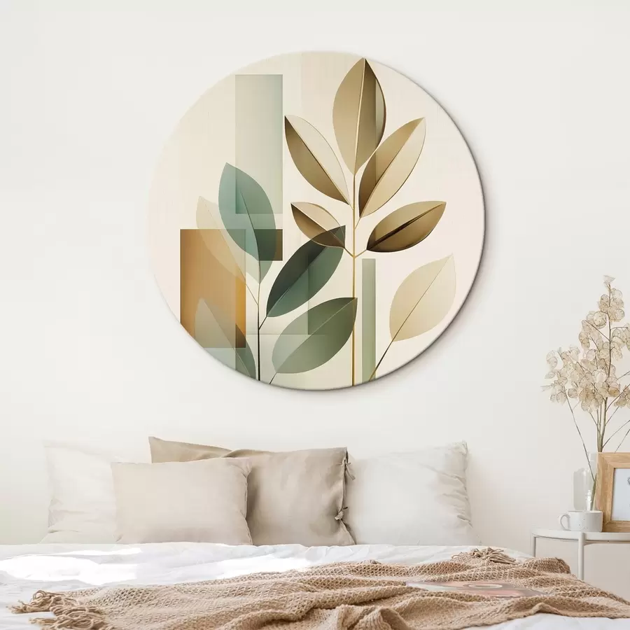 Obraz Geometryczna abstrakcja z liśćmi r46581