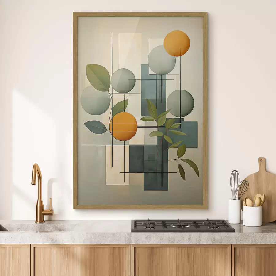 Fototapeta Geometryczna abstrakcja z roślinami f46579