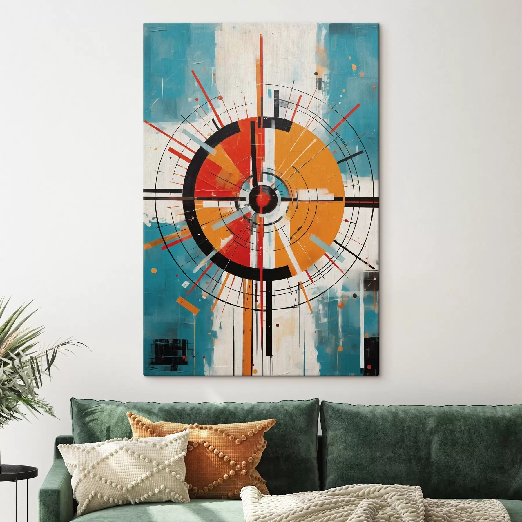 Obraz Koncentryczny cel z segmentami w kolorze turkusowym i pomarańczowym s46486