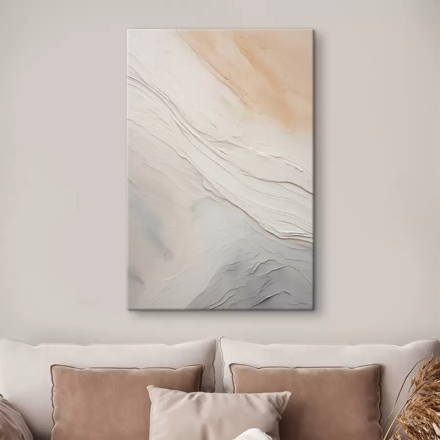 Obraz Teksturowane fale tynku w delikatnych odcieniach kości słoniowej i piasku s46510