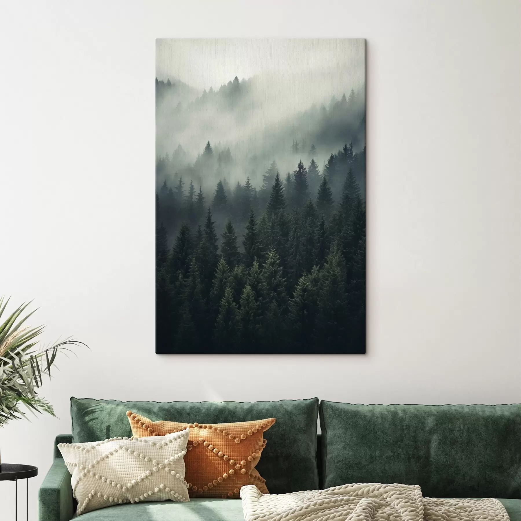 Obraz Mgła unosząca się nad gęstym, wiecznie zielonym lasem s46512