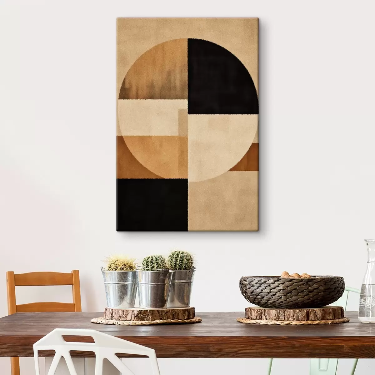 Obraz Półkola i kwadraty w ciepłych odcieniach, miękka faktura s46531