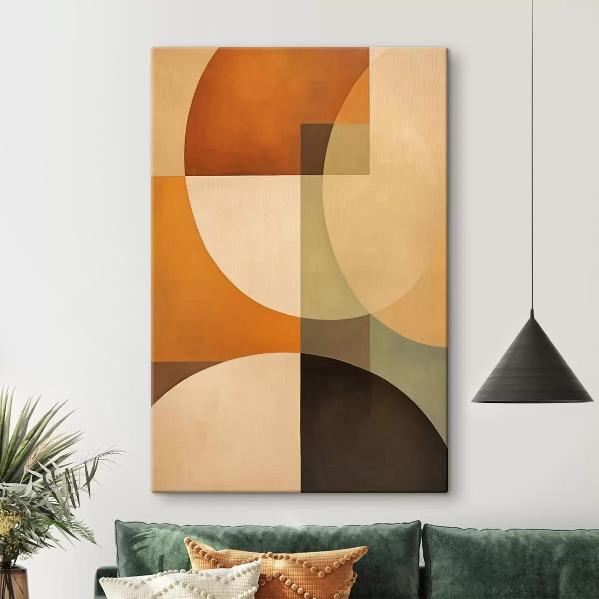 Obraz Duże, przecinające się formy w odcieniach terakoty i oliwki s46533