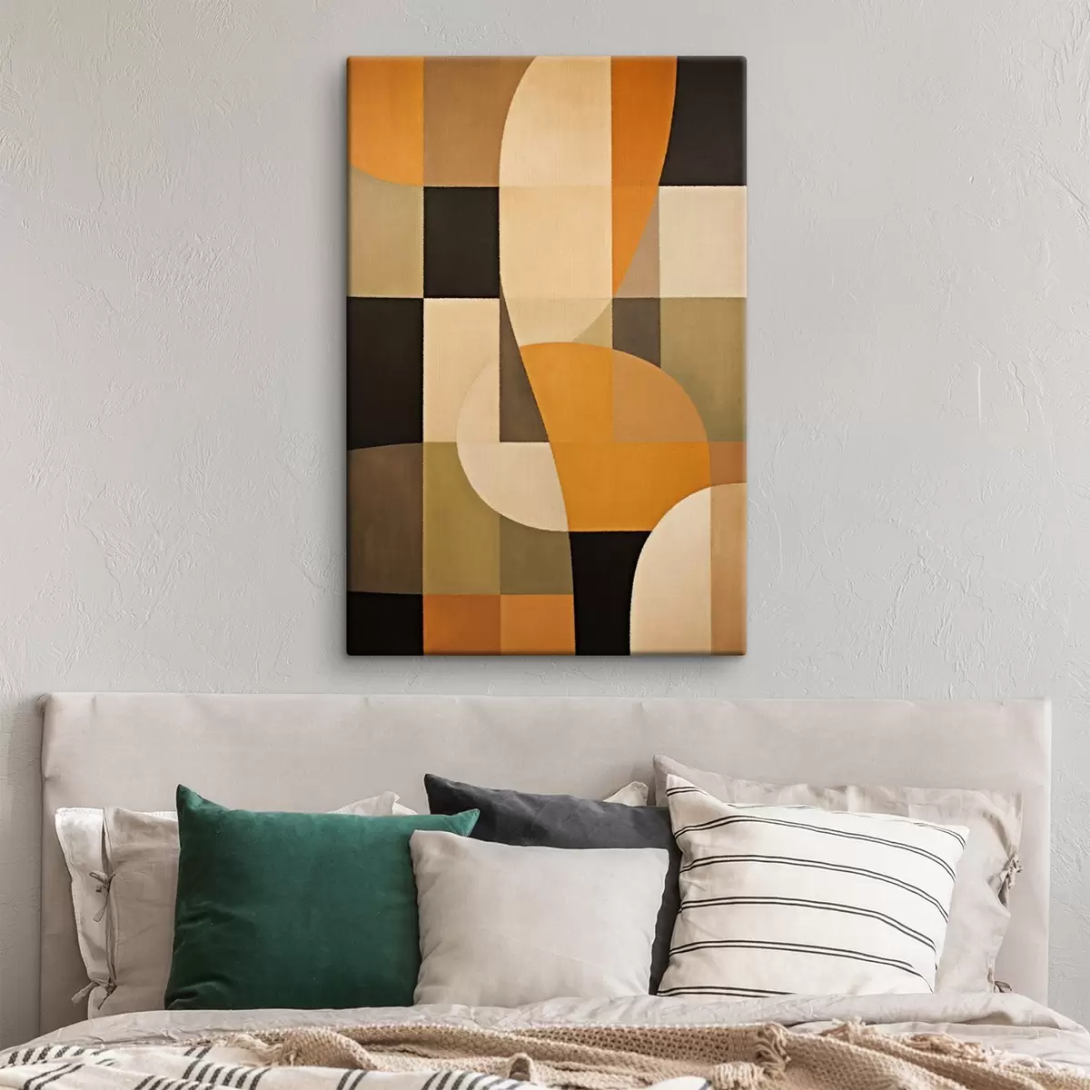 Obraz Patchwork prostokątów z gładkim pomarańczowym łukiem s46534