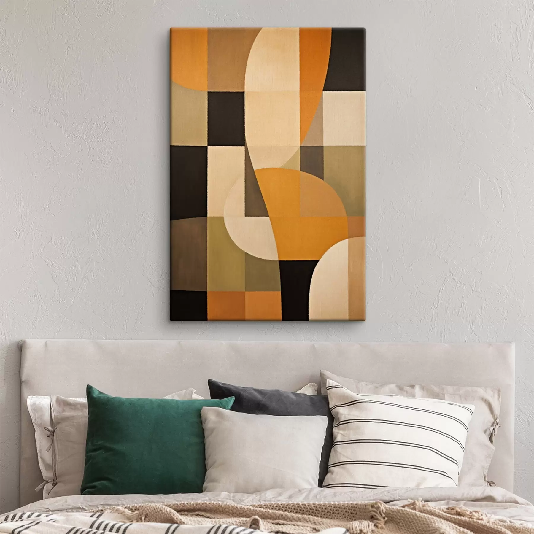 Obraz Patchwork prostokątów z gładkim pomarańczowym łukiem s46534