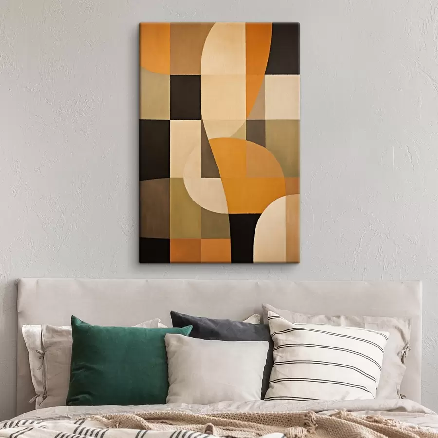 Obraz Patchwork prostokątów z gładkim pomarańczowym łukiem s46534