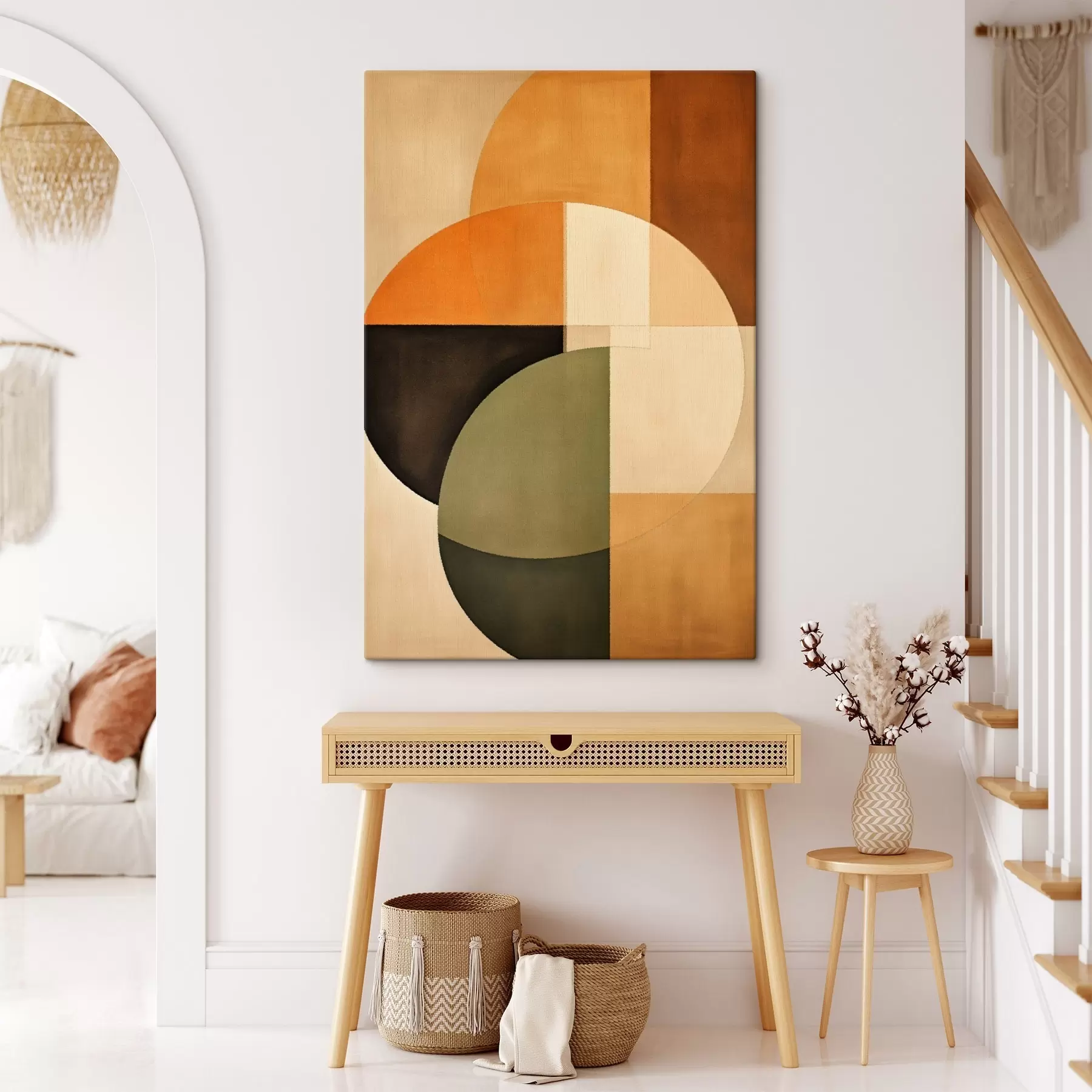 Obraz Przecinające się okręgi w palecie kolorów piaskowo-oliwkowej s46537