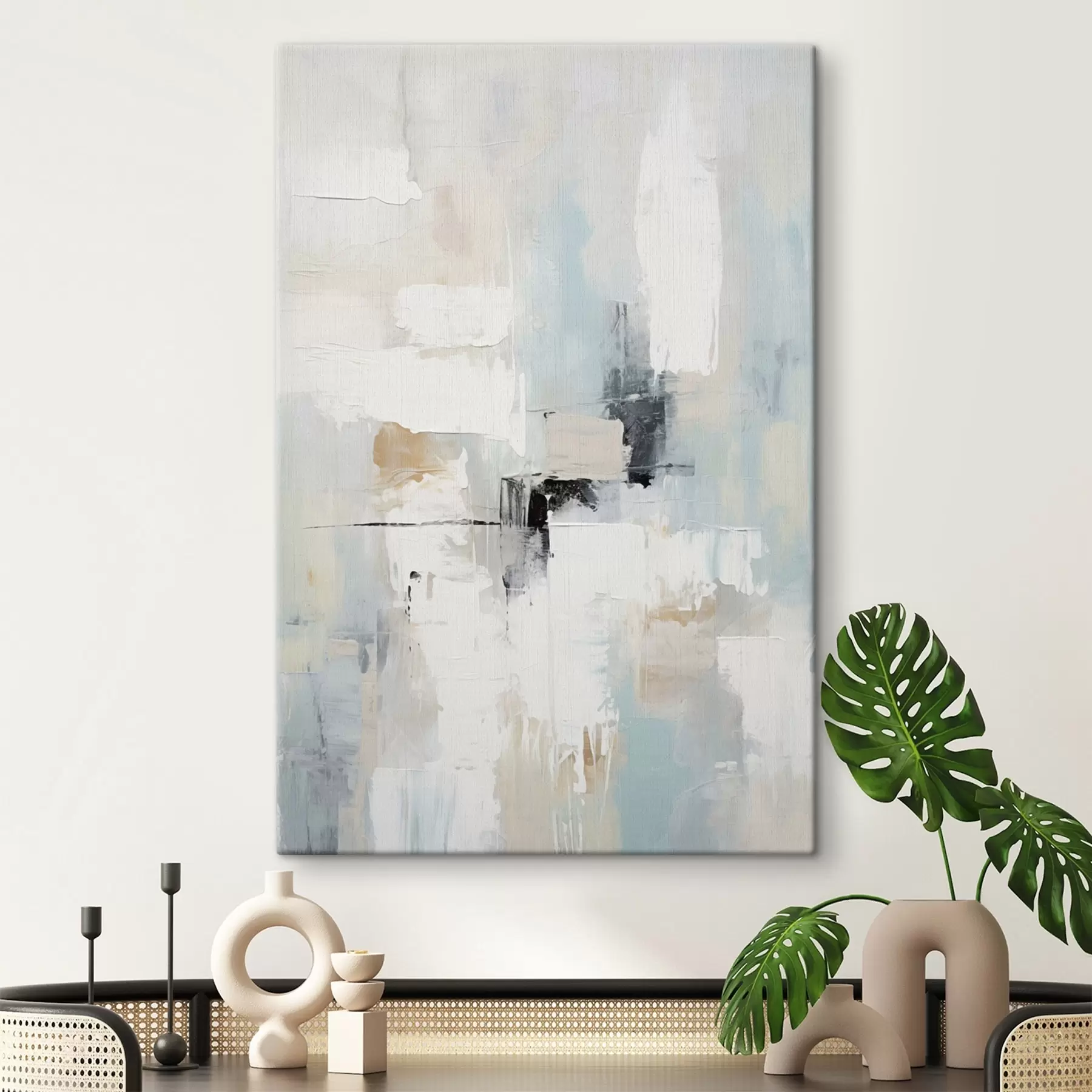 Obraz Jasny abstrakcyjny wzór z czarnymi akcentami s46548