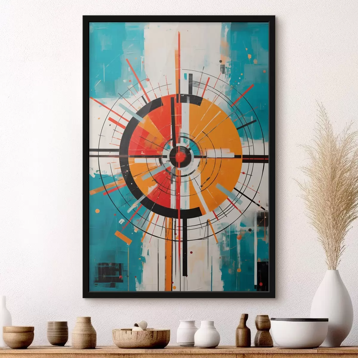 Plakat Koncentryczny cel z segmentami w kolorze turkusowym i pomarańczowym f46486