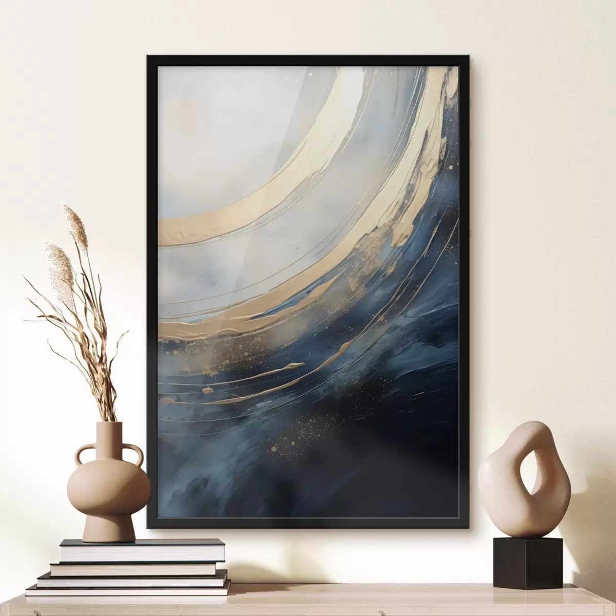 Plakat Szerokie łuki świetlne na ciemnoniebieskim tle f46487