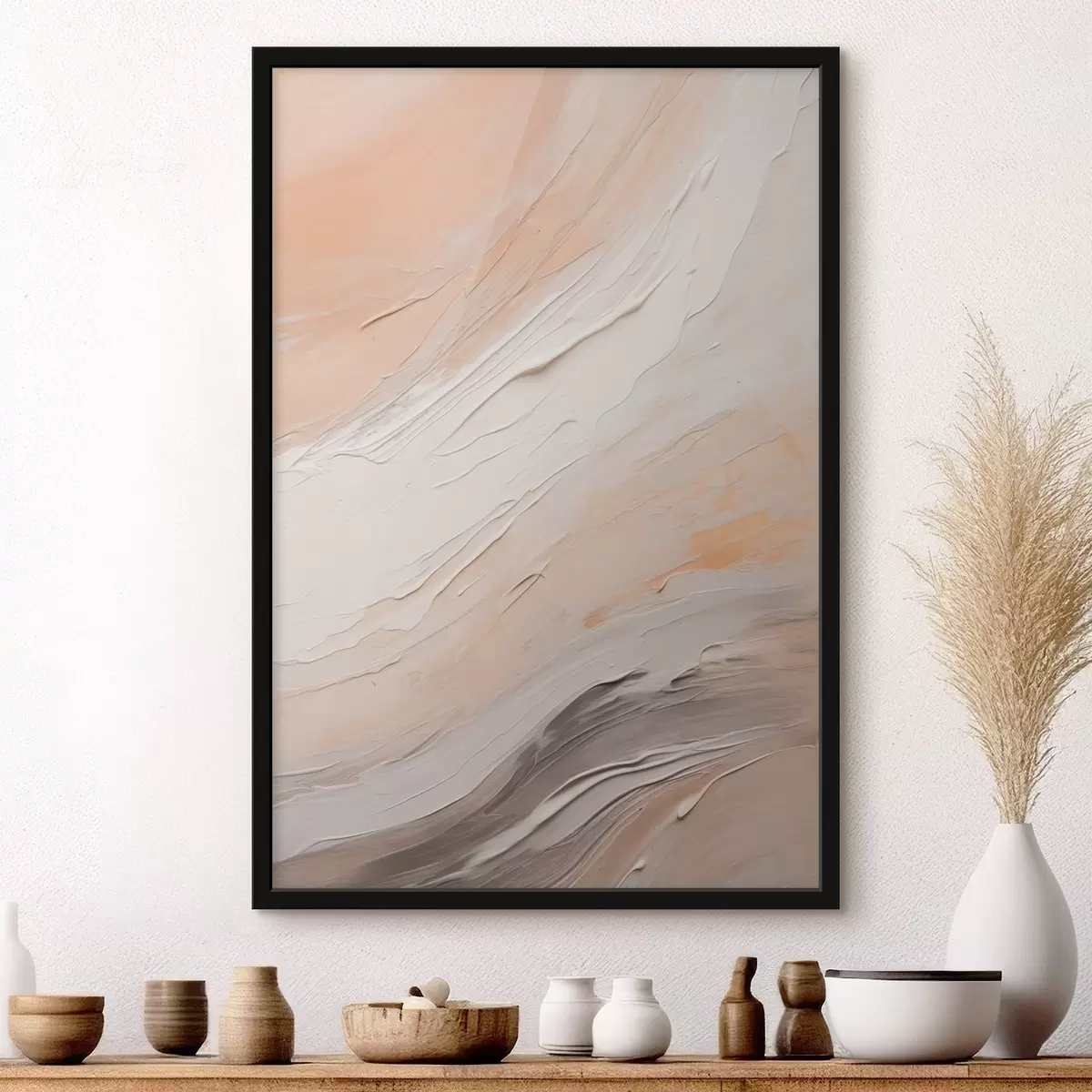 Plakat Teksturowany tynk w ciepłym beżu z delikatną szarością f46511