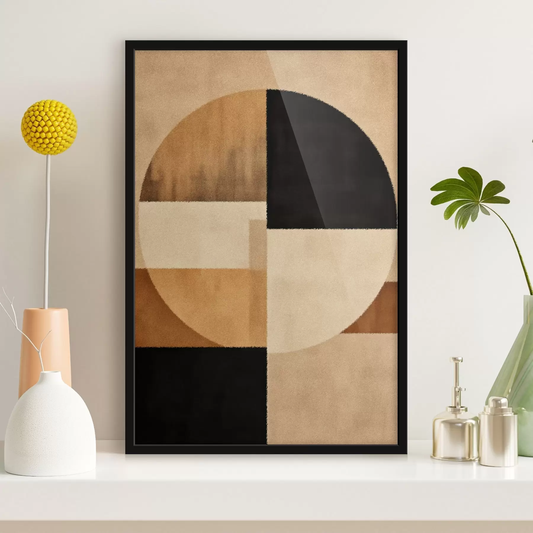 Fototapeta Półkola i kwadraty w ciepłych odcieniach, miękka faktura f46531