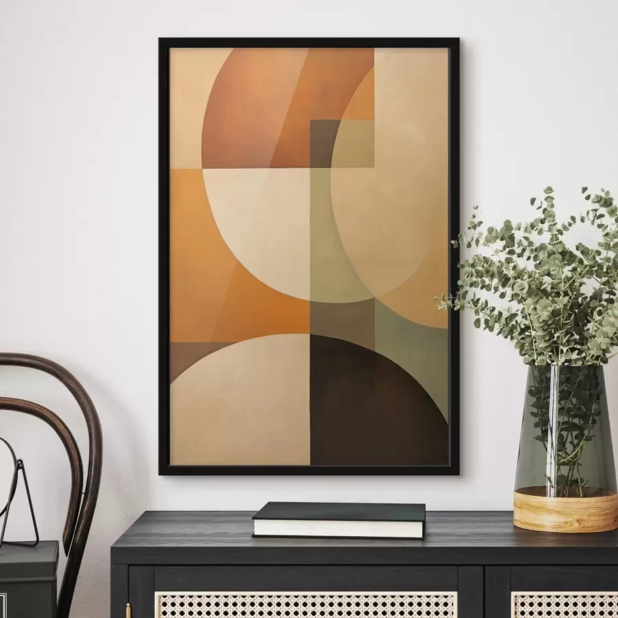 Fototapeta Duże, przecinające się formy w odcieniach terakoty i oliwki f46533