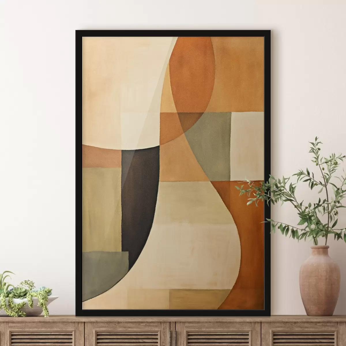 Plakat Miękkie geometryczne pola w ciepłej, naturalnej palecie barw f46538