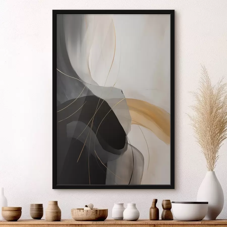 Fototapeta Delikatne krzywizny w kolorze czarnym i beżowym z ciepłym akcentem f46542